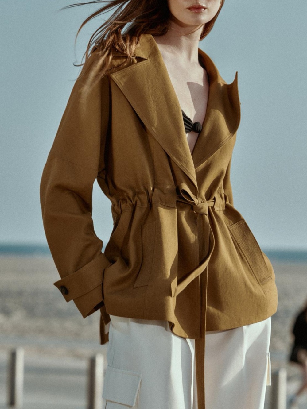 Zara Oil Linen Belted Trench Jacket. Size XL. Brand new!